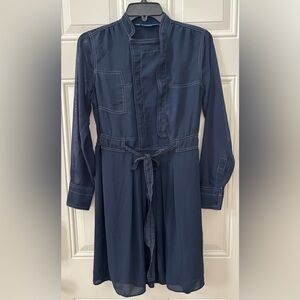 Simply Vera Wang Snap On Pull Over Shift Dress Women's PM Blue Sheer Knee Length